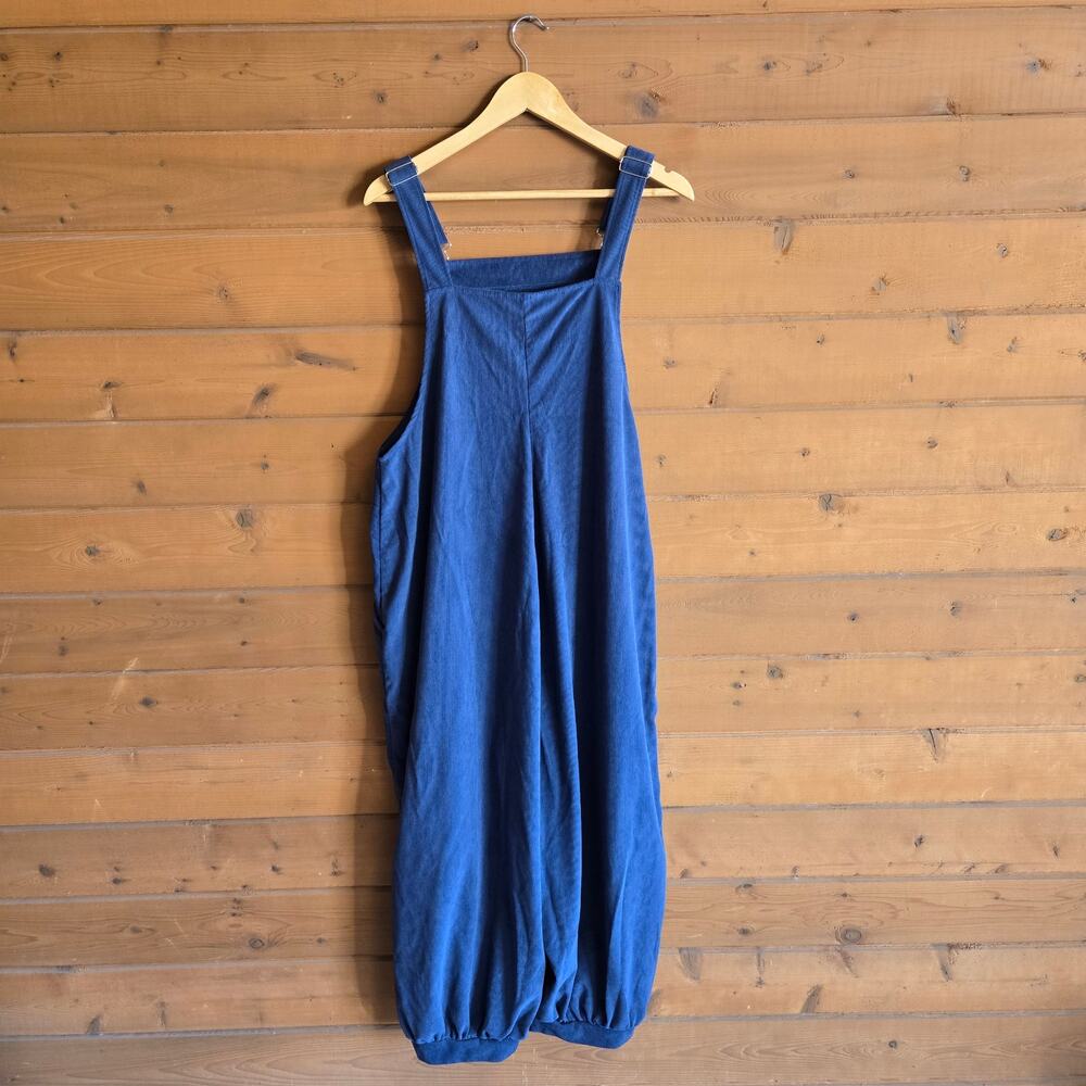 Shein Curve Corduroy Overalls Jogger 2XL Blue Fall Cottagecore Boho Granola Y2K - Picture 2 of 5